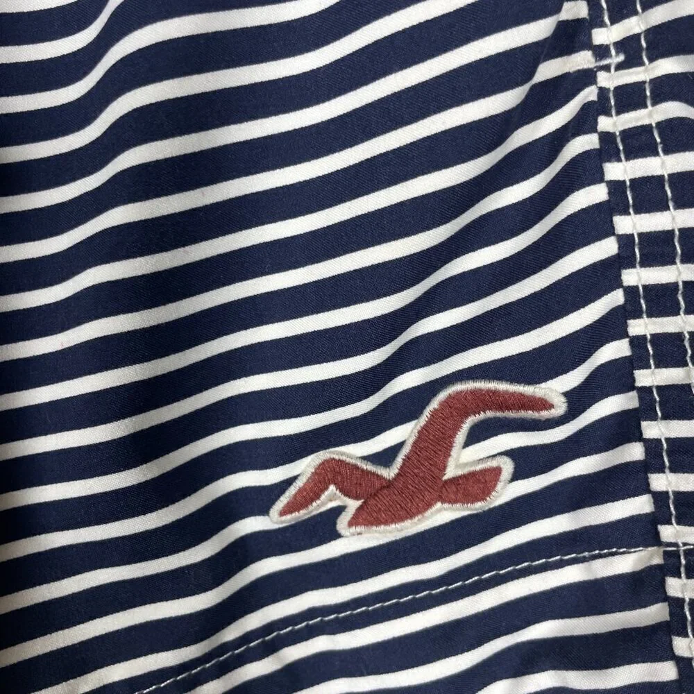 Hollister Men's Black & White Stripe Board Shorts Beach Size: Small
